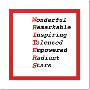 WRITER Acronym: Wonderful Remarkable Inspiring Talented Empowered Radiant Stars: Motivational T-Shirts & Gifts for Writers and Authors Posters and Art